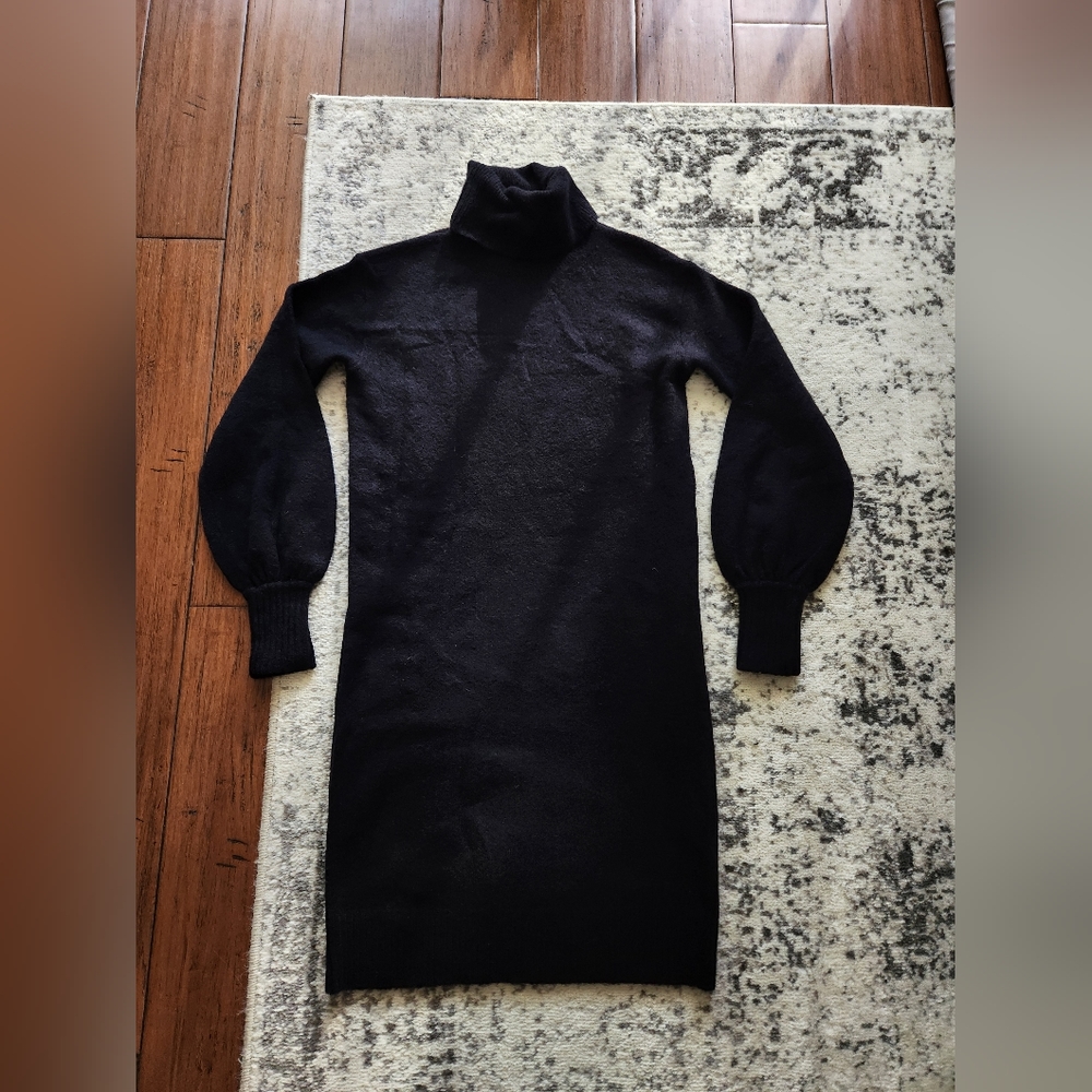 [SOLD]J. Crew Size XXS Black Merino Alpaca Blend Sweater Dress - Picture 3 of 5